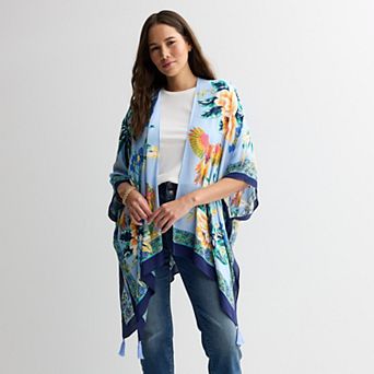 Women's Nine West Parrot Crinkle Viscose Open-Front Topper