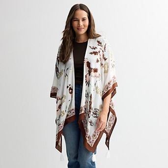 Women's Nine West Parrot Crinkle Viscose Open-Front Topper