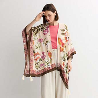 Women's Nine West Parrot Crinkle Viscose Open-Front Topper