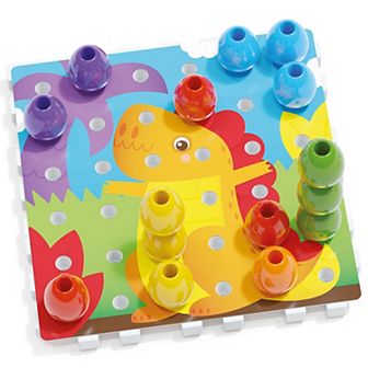 Hauck Quercetti: Jumbo Peggy Creative Pegs Stacking & Color Matching Toy with Illustrated Cards