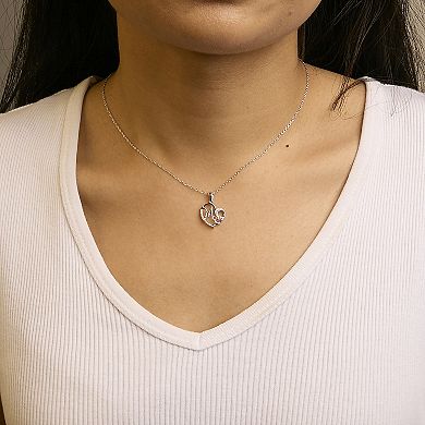 Haus of Brilliance Sterling Silver Cursive Mom Heart Diamond Accent Pendant Necklace