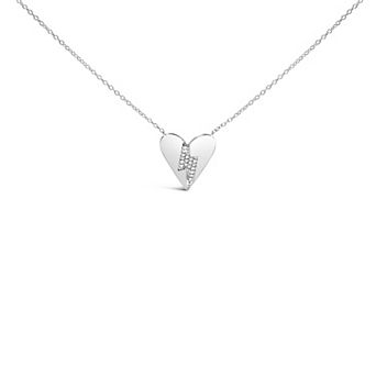 Haus of Brilliance Sterling Silver Diamond Broken Heart Pendant Necklace