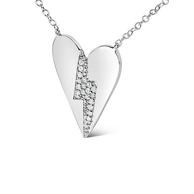 Haus of Brilliance Sterling Silver Diamond Broken Heart Pendant Necklace