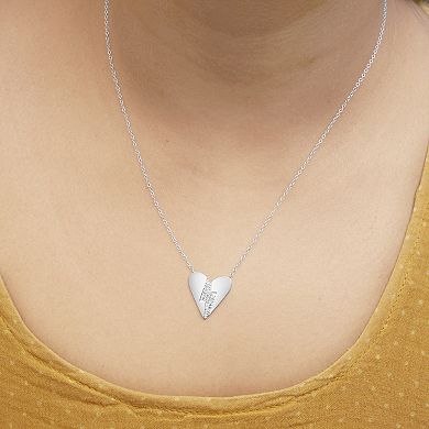Haus of Brilliance Sterling Silver Diamond Broken Heart Pendant Necklace