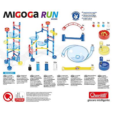 Hauck Quercetti: Migoga Run Ocean 93-pc. Marble Ball Run Track Building Toy