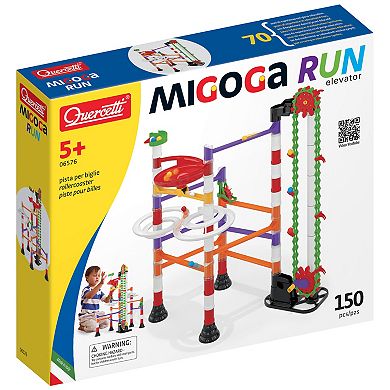 Hauck Quercetti: Migoga Run Elevator 150-pc. Marble Ball Run Track with Hand Crank & Funnels Building Toy