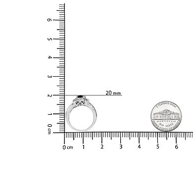 Haus of Brilliance Rhodium Over Sterling Silver Oval Amethyst & Diamond Accent Ring