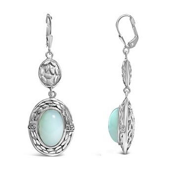 Haus of Brilliance Rhodium Over Sterling Silver Chalcedony Diamond Accent Drop Earrings