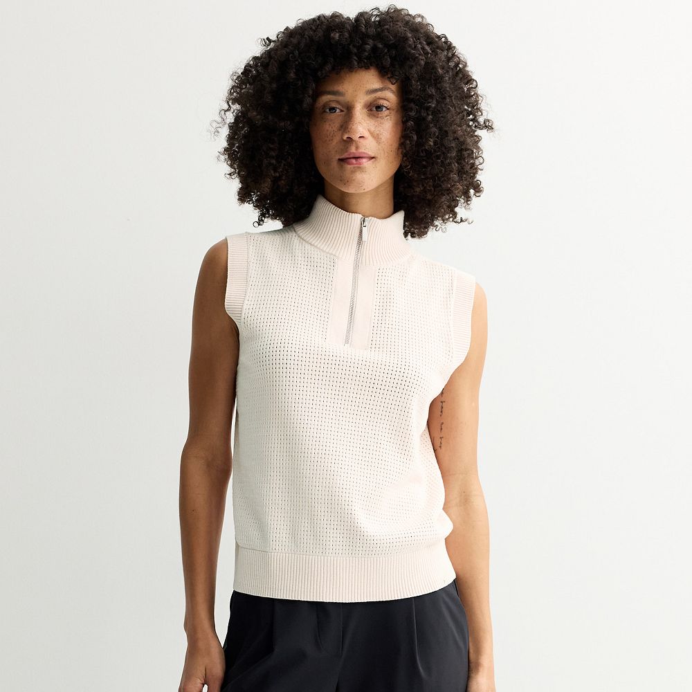 【New】Deuxieme Classe Sleeveless Pullover Women's FLX Quarter-Zip Sleeveless Sweater