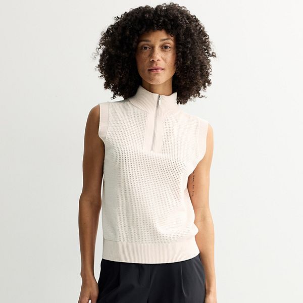 【New】Deuxieme Classe Sleeveless Pullover Women's FLX Quarter-Zip Sleeveless Sweater