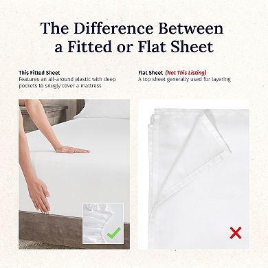 California Design Den Deep Pocket Fitted Sheet Only, Hotel Style 600 Thread Count 100% Cotton Sateen