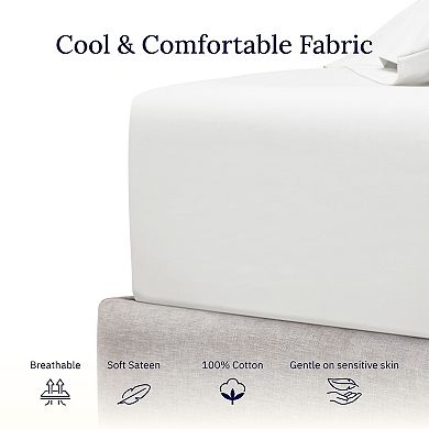 California Design Den Deep Pocket Fitted Sheet Only - Soft 400 Thread Count, 100% Cotton Sateen