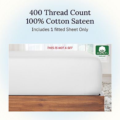 California Design Den Deep Pocket Fitted Sheet Only - Soft 400 Thread Count, 100% Cotton Sateen