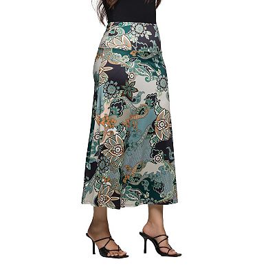 Women's 24Seven Comfort Apparel Paisley Print Maxi Skirt
