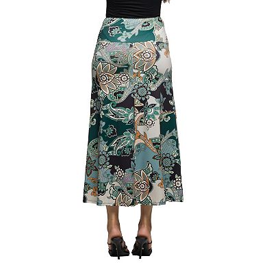Women's 24Seven Comfort Apparel Paisley Print Maxi Skirt