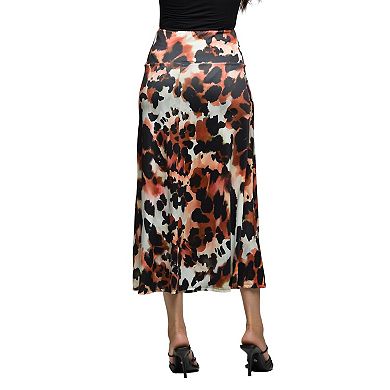 Women's 24Seven Comfort Apparel Animal Print Elastic Waist Maxi Skirt