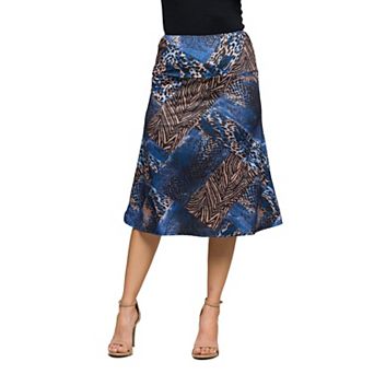 Women's 24Seven Comfort Apparel Animal Print Knee Length Skirt
