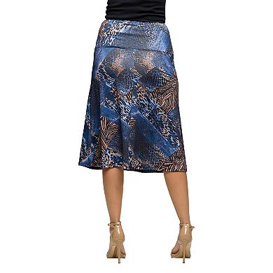 Women's 24Seven Comfort Apparel Animal Print Knee Length Skirt