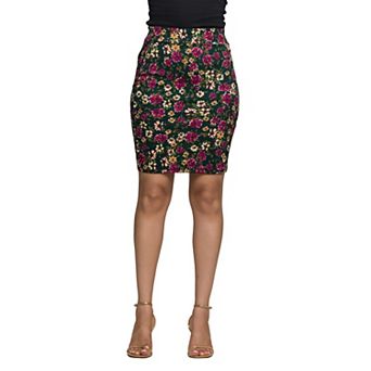 Women's 24Seven Comfort Apparel Floral Print Pencil Skirt