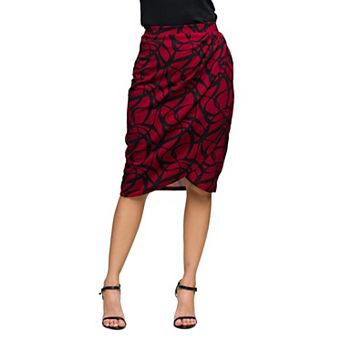 Women's 24Seven Comfort Apparel Ruched Print Skirt