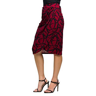 Women's 24Seven Comfort Apparel Ruched Print Skirt