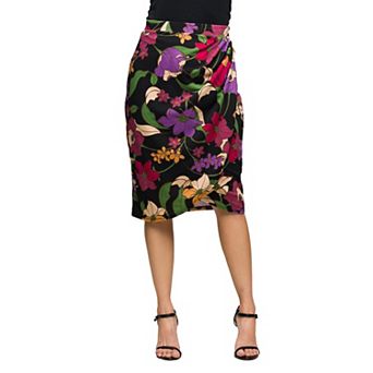 Women's 24Seven Comfort Apparel Floral Print Midi Pencil Skirt