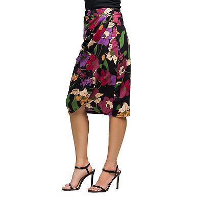 Women's 24Seven Comfort Apparel Floral Print Midi Pencil Skirt