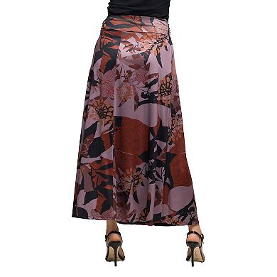 Women's 24Seven Comfort Apparel Floral Print Maxi Skirt with Buckle Waist
