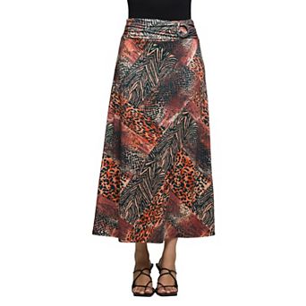 Women's 24Seven Comfort Apparel Animal Patchwork Print Maxi Skirt
