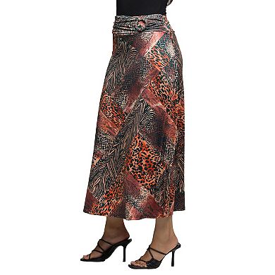 Women's 24Seven Comfort Apparel Animal Patchwork Print Maxi Skirt