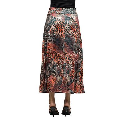 Women's 24Seven Comfort Apparel Animal Patchwork Print Maxi Skirt