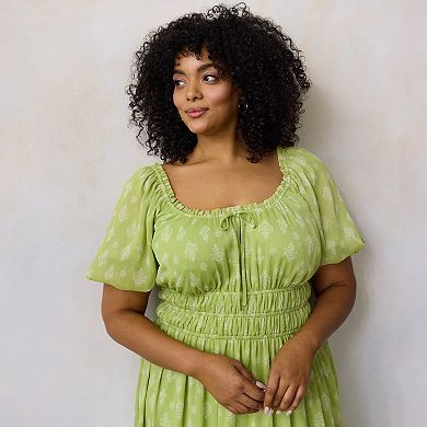 Plus Size LC Lauren Conrad Bubble Sleeve Empire Maxi Dress