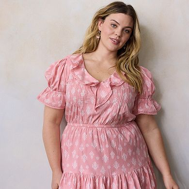 Plus Size LC Lauren Conrad Ruffle Front Pintuck Mini Dress