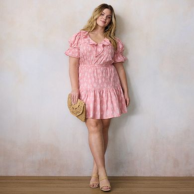 Plus Size LC Lauren Conrad Ruffle Front Pintuck Mini Dress