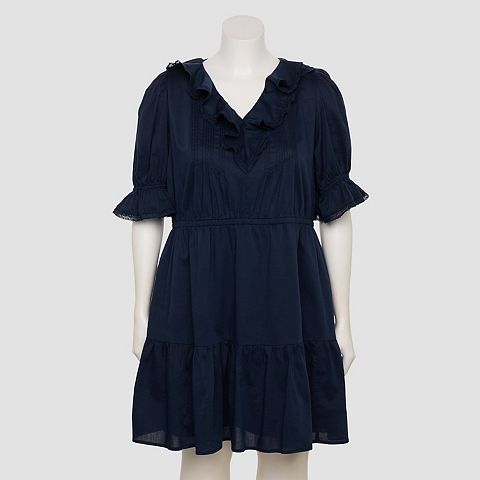 Женские платья LC Lauren Conrad Plus Size LC Lauren Conrad Ruffle Front Pintuck Mini Dress