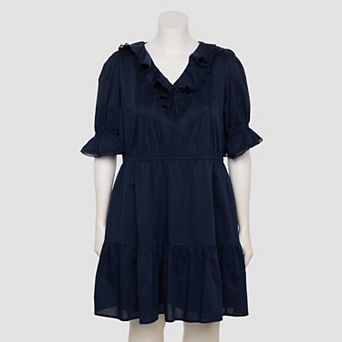 Plus Size LC Lauren Conrad Ruffle Front Pintuck Mini Dress