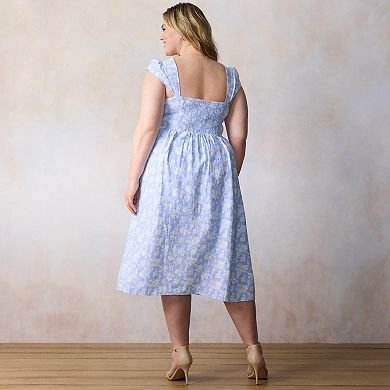 Plus Size LC Lauren Conrad Square Neck Cap Sleeve Midi Dress