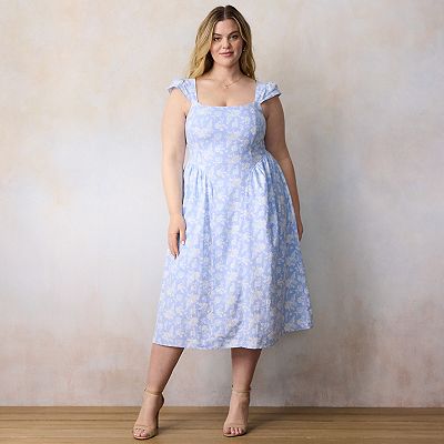 lauren conrad midi dress Women's LC Lauren Conrad Square Neck Cap Sleeve Midi Dress