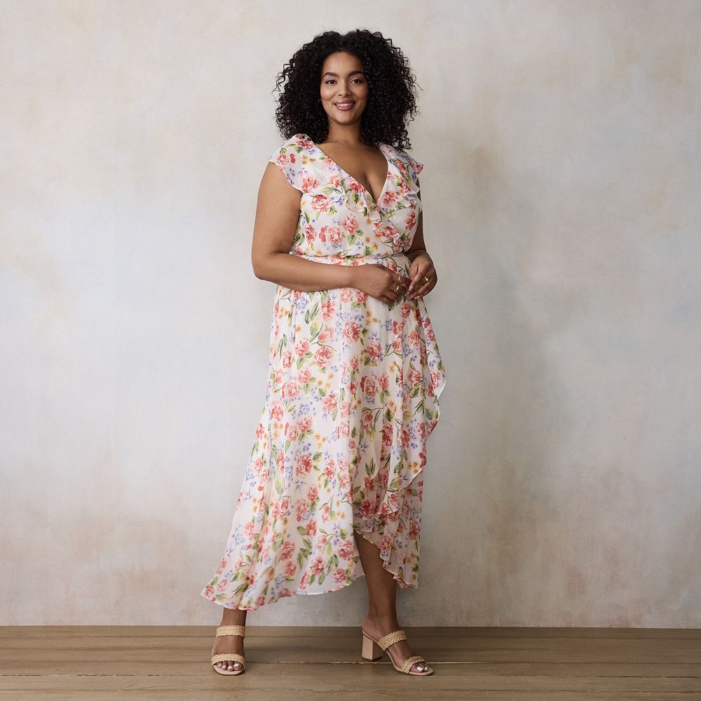 plus size linen wrap dress Yours London Women's Plus Size Blue Floral Linen Look Wrap Dress Size 22-24