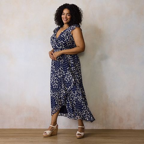 Женские платья LC Lauren Conrad Plus Size LC Lauren Conrad Sleeveless Ruffle Wrap Maxi Dress