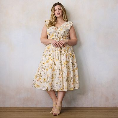 relaxed ruffle midi dress product info and reviews relaxed ruffle midi dress product info and reviews Gauze Ruffle Midi Dress-  Terracotta