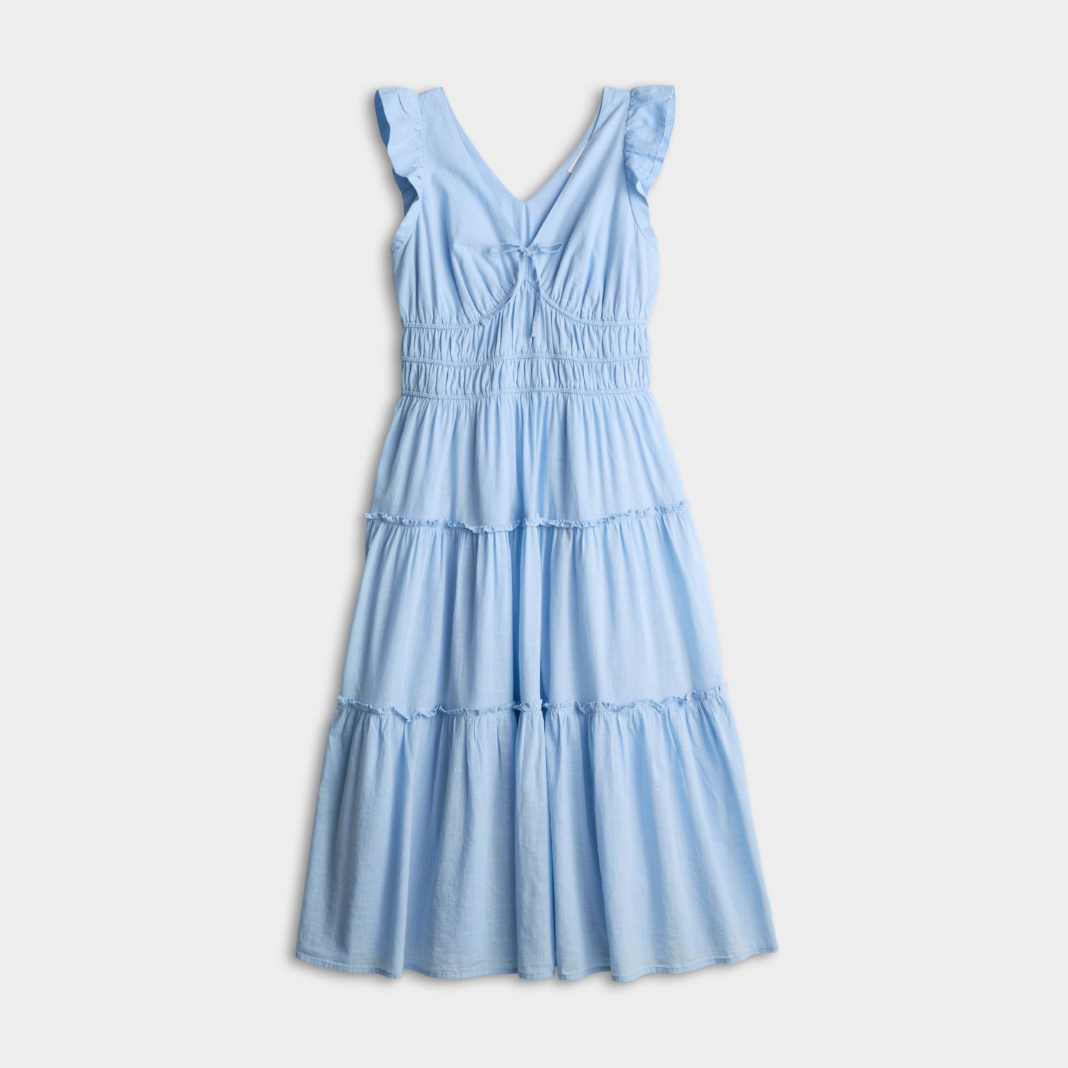 Женские платья Petite LC Lauren Conrad Shirred Bodice Ruffle Sleeve Midi, цвет: Кремовый — фото 5