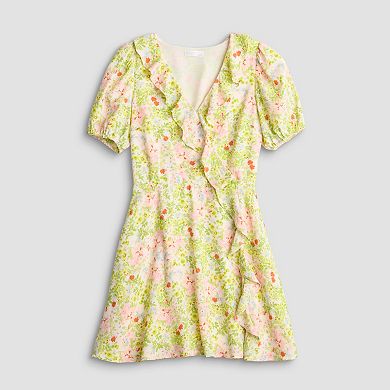 Petite LC Lauren Conrad Balloon Sleeve Ruffled Mini Dress