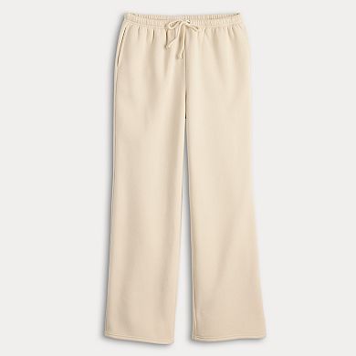 Juniors' Pink Republic Tie Waist Fleece Wide Leg Pants