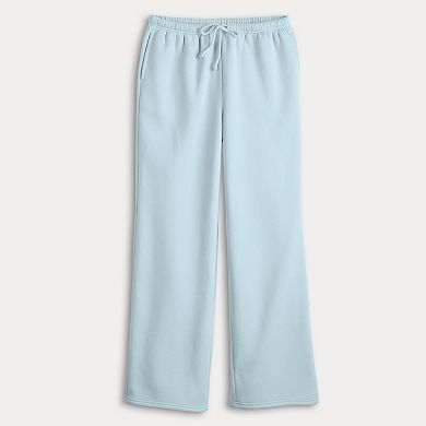 Juniors' Pink Republic Tie Waist Fleece Wide Leg Pants