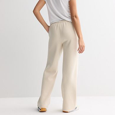 Juniors' Pink Republic Tie Waist Fleece Wide Leg Pants