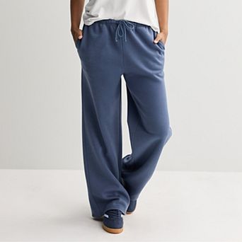 Juniors' Pink Republic Tie Waist Fleece Wide Leg Pants
