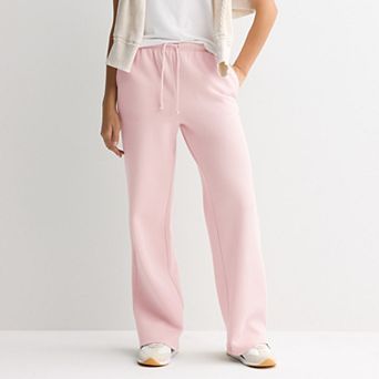 Juniors' Pink Republic Tie Waist Fleece Wide Leg Pants