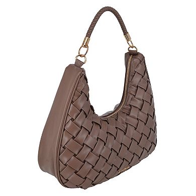 bebe LUCA Hobo Bag With Braided Handle & Zip Closure
