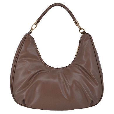 bebe LUCA Hobo Bag With Braided Handle & Zip Closure